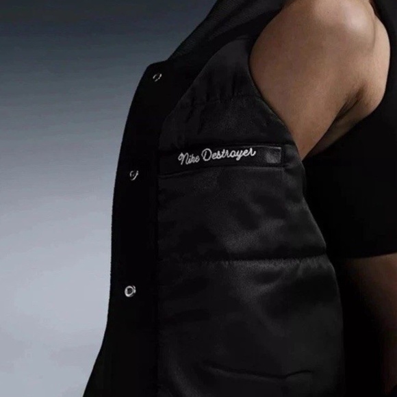 Nike Oversized Wool Destroyer Leather Varsity Jacket Black Small - Picture 2 of 6
